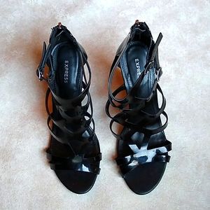Express Black Wedge Sandals Size 7